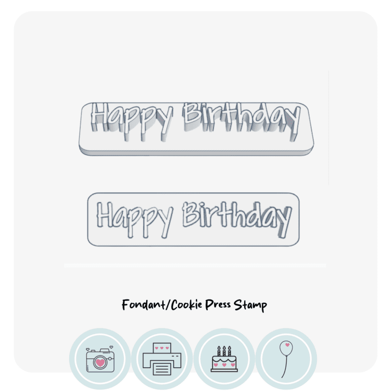 Happy Birthday Text Handwritten | Fondant Press Stamp